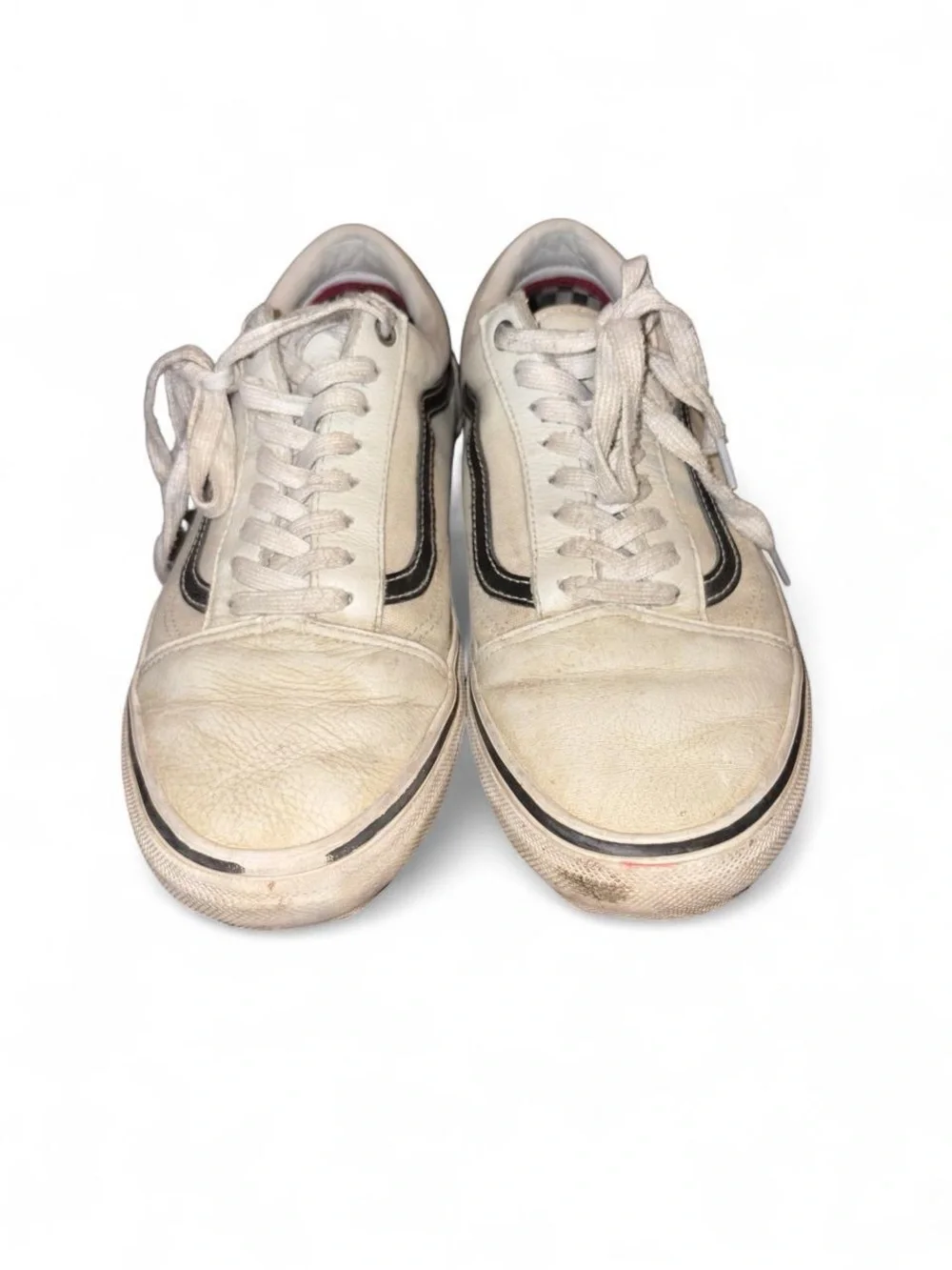 Vans Off-White Low-Top Sneakers with Black Side Stripe